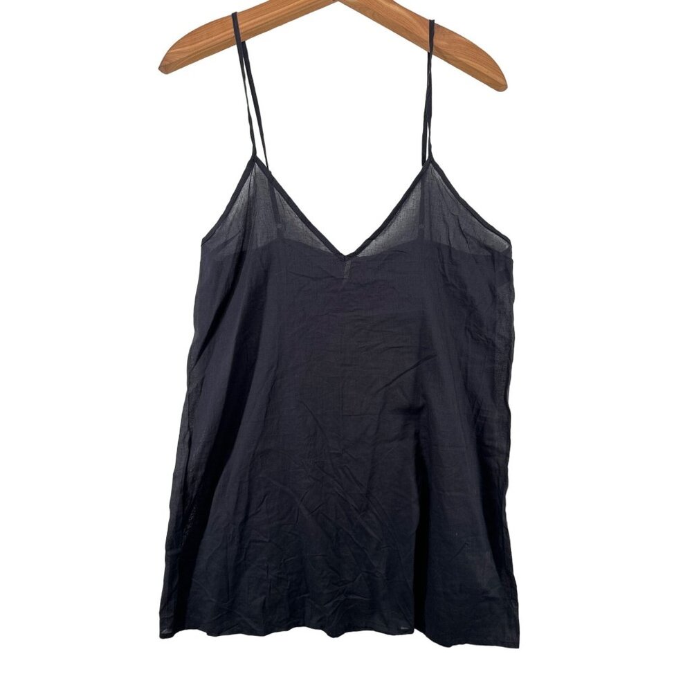 Free People Womens Top Sz S Black Cotton Spaghetti Strap Camisole NEW MSRP $160